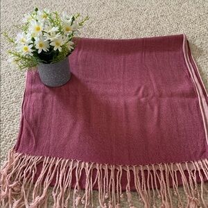 Pink Fringed Scarf